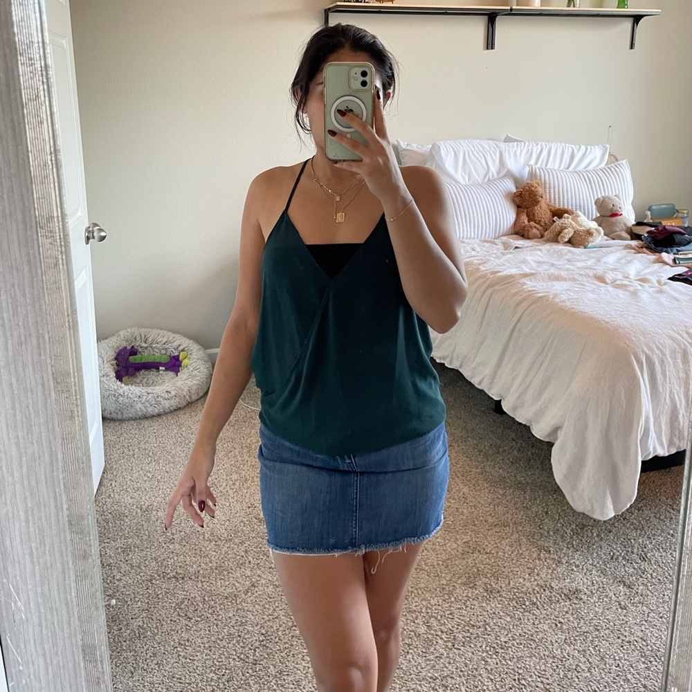 Green sparkle sheer tank top